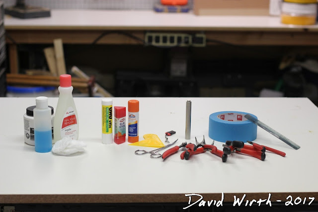 tools and materials needed for 3d printer, 3d printing, tape, pliers, glue, acetone