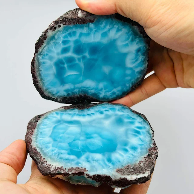 Sliced Larimar Geode