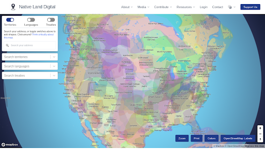 Native-Land map of North American indigenous territories