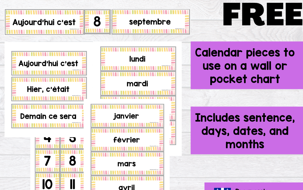 Messy, Beautiful, Fun: French Calendar Freebie: Learn to speak and ...