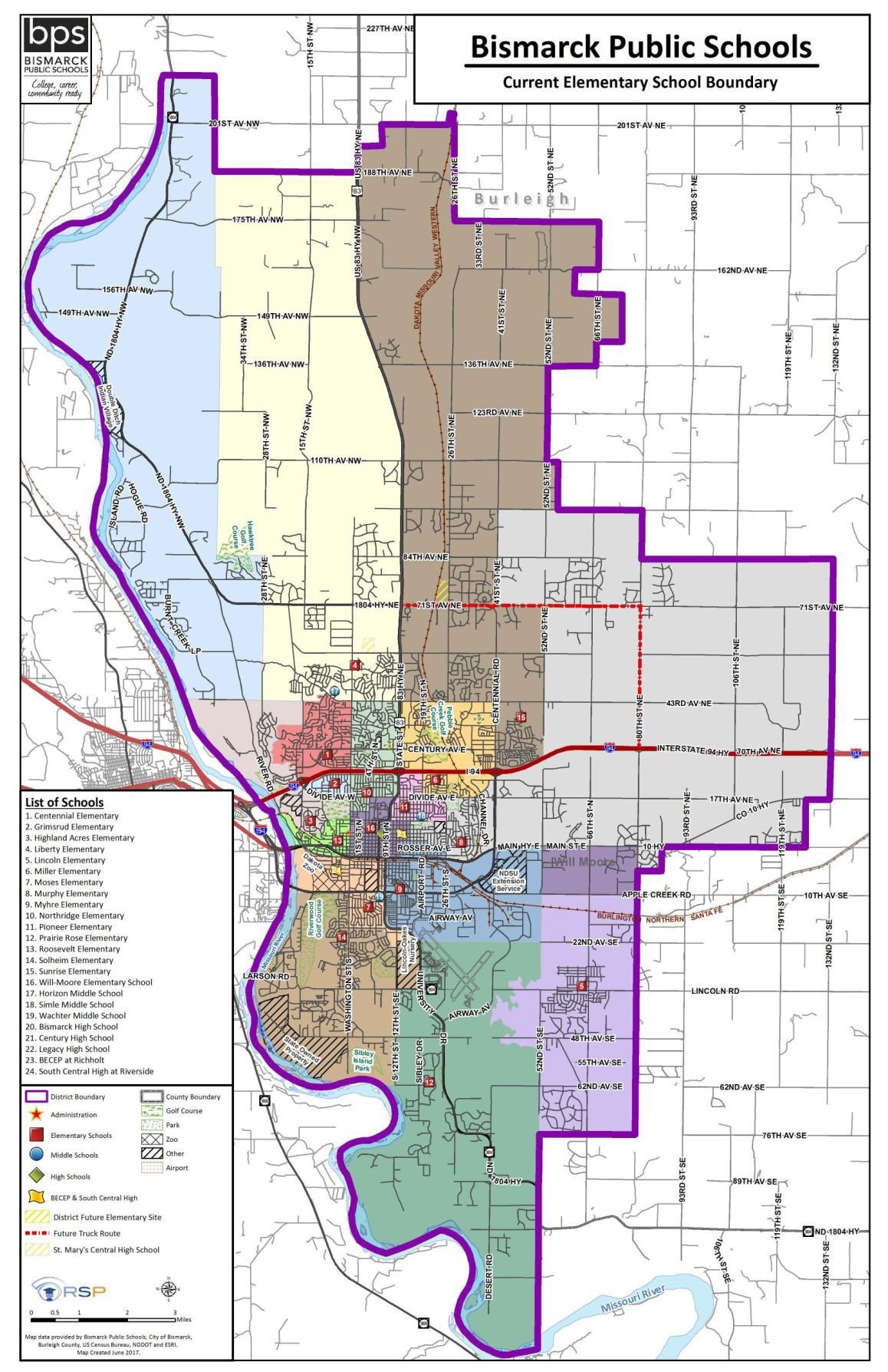 Bismarck Public Schools Boundary Map - Cindra Carmelina