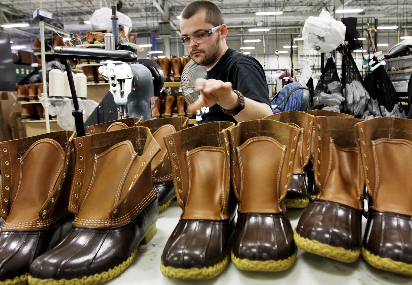 A worker stitched boots at L.L. Bean’s Brunswick, Maine, factory in 2011.