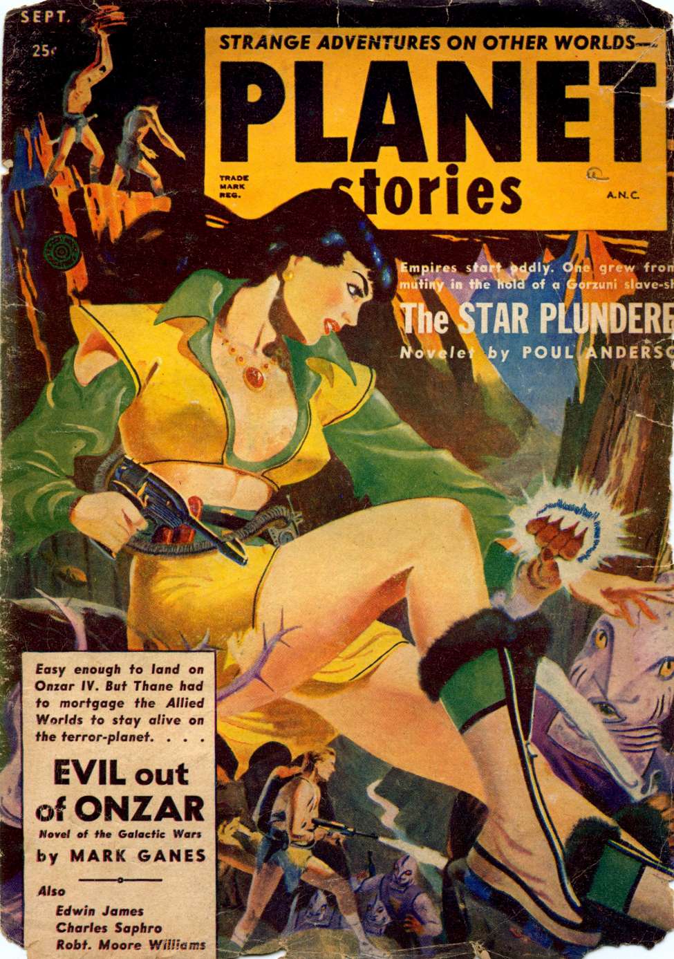 Book Cover For Planet Stories v5 8 - Evil Out of Onzar - Mark Ganes