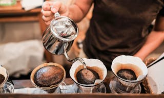 Drip brewing, filtered coffee, or pour-over is a method which involves pouring water over roasted, ground coffee beans contained