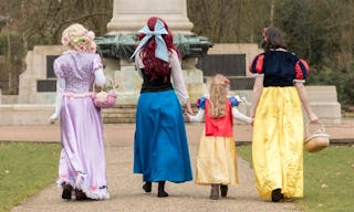 Ipswich, Suffolk, UK February 28 2015; A special princess party in the park where the birthday girl met her favorite characters