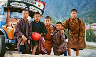 Himalaya. Tibet. Bhutan. Paro. Football team.