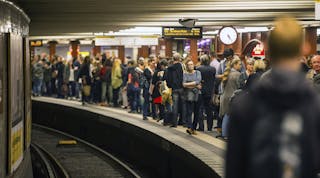 Passengers wait for a U-Bahn underground train during a nationwide strike of Germany's train drivers' union GDL, at Alexanderpla