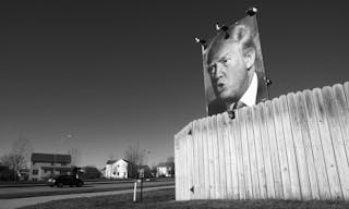 Des Moines, Iowa, United States - December 10, 2015: An ardent supporter of Donald Trump put up his own billboard at his home in