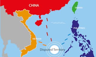 south sea Disputed Territory within the area of The Philippines, China and Vietnam. Editable Clip Art.