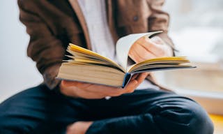 man reading a book