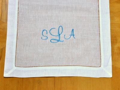 Monogrammed Linen Table Runner 3 Initial Font C