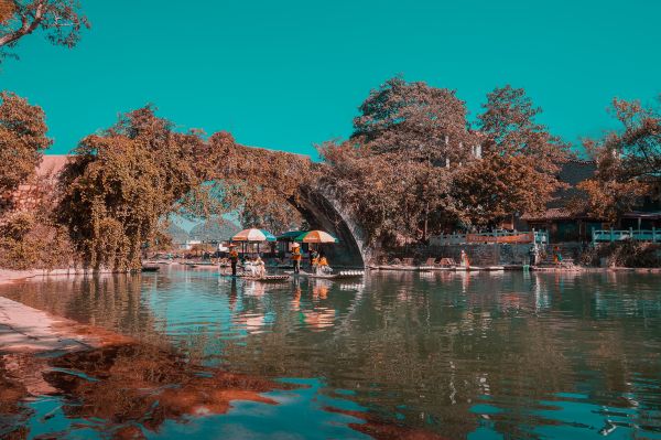 brug,water,hemel,fabriek,blad,natuurlijk landschap