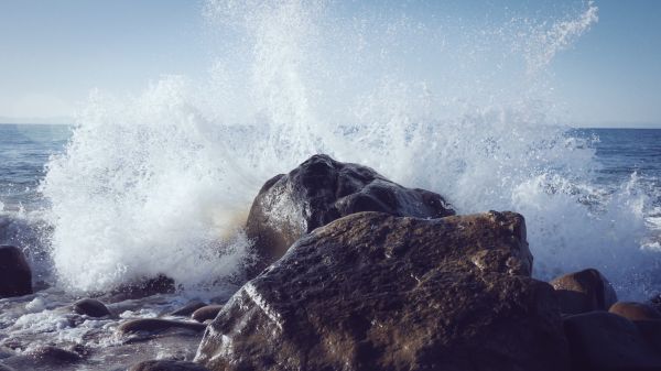 海,海岸,水,岩,海洋,雪