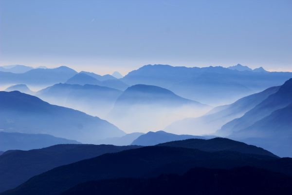 性质,地平线,荒野,山,云,日出