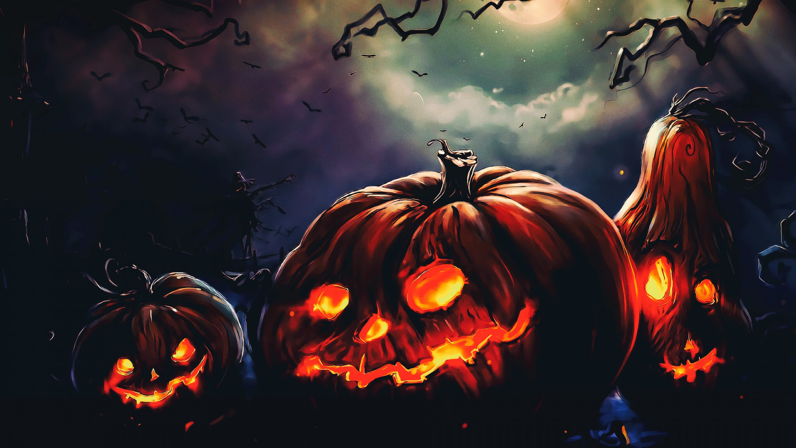 illustration, Photoshop, fantasy art, night, Halloween, pumpkin, Terror, darkness, screenshot, computer wallpaper