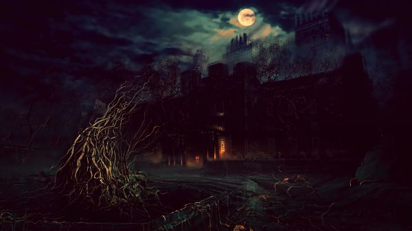 Photoshop, fantasy art, night, Terror, midnight, light