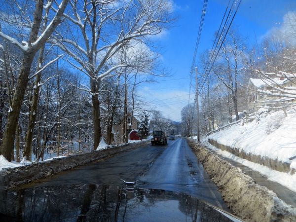 景观, 性质, 雪, 森林, 汽车, 天空