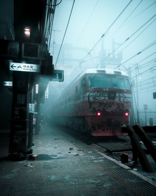 空,列車,自動車照明,窓,トラック,工場