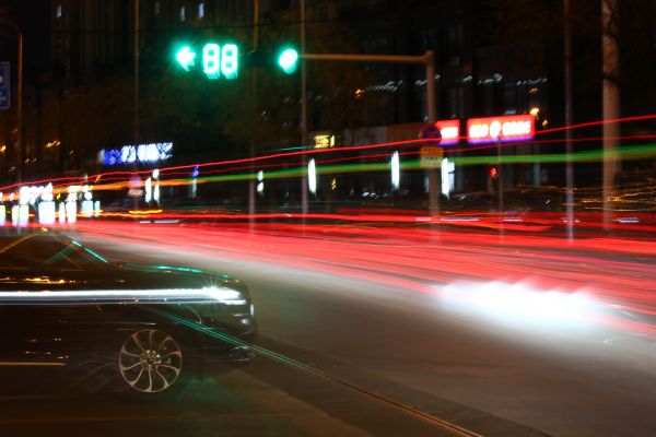 青島,シティ,夜,都市景観,長時間露光,街の明かり