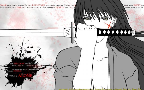 Anime,épée,Rurouni Kenshin,illustration,brunette,dessin animé