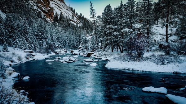 воды,растение,небо,Гора,Natural landscape,снег