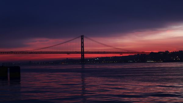 bridge,river,sunset