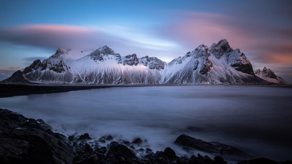 Island, Vestrahorn, Natur, Landschaft, Meer, Nebel