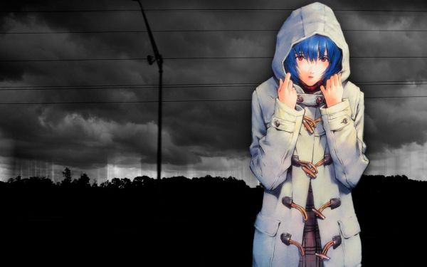 animemeisjes, Neon Genesis Evangelion, Ayanami Rei, blauw, fotograaf, duisternis