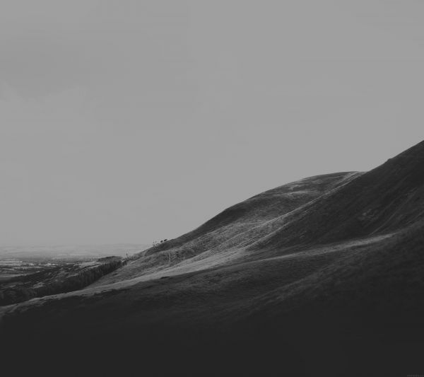 landscape, white, black, monochrome, sea, hill