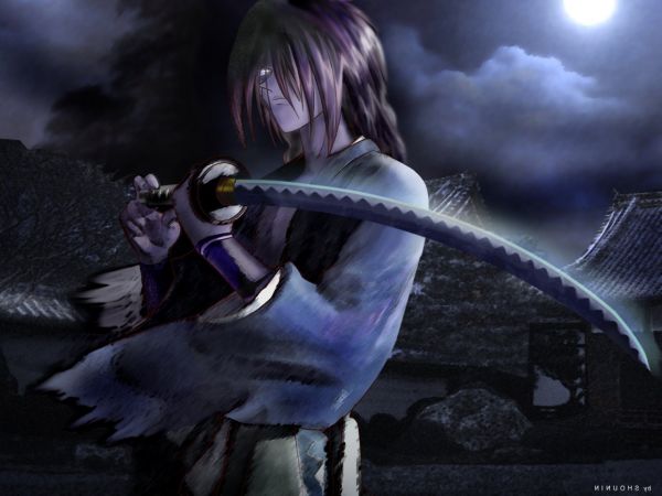 Anime,épée,Rurouni Kenshin,Himura Kenshin,obscurité,capture d'écran