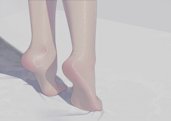 anime girls,pantyhose,feet,stockings,tiptoe,simple background