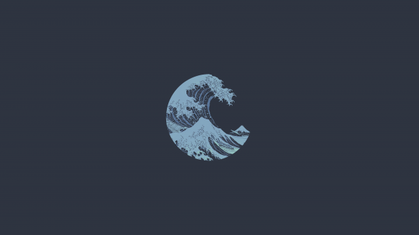 The Great Wave off Kanagawa,vlny,minimalismus,jednoduché pozadí