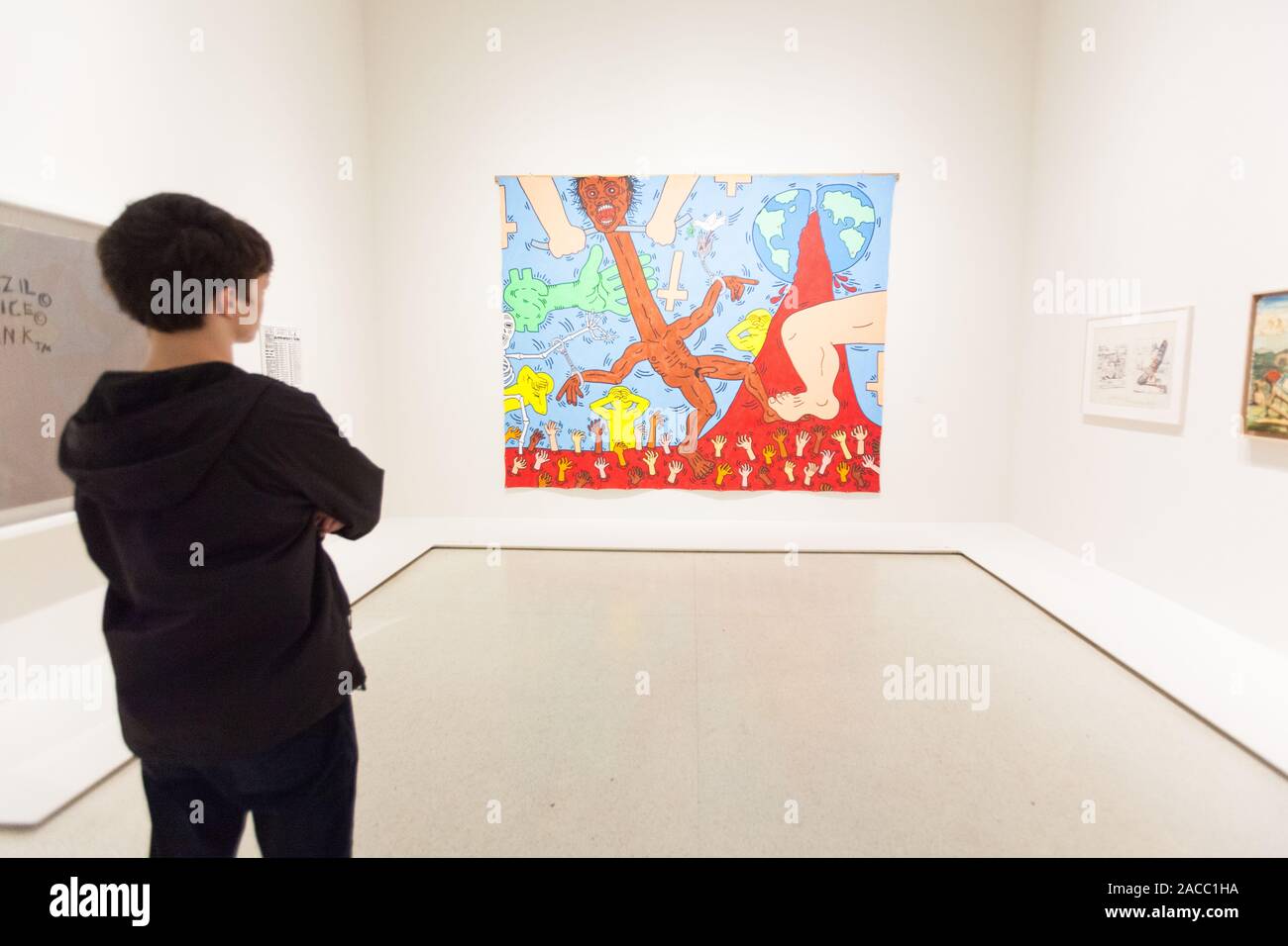 Keith Haring, Michael Stewart – USA for Africa, Guggenheim Museum, Fifth Avenue, New York City, United States of America. Stock Photo