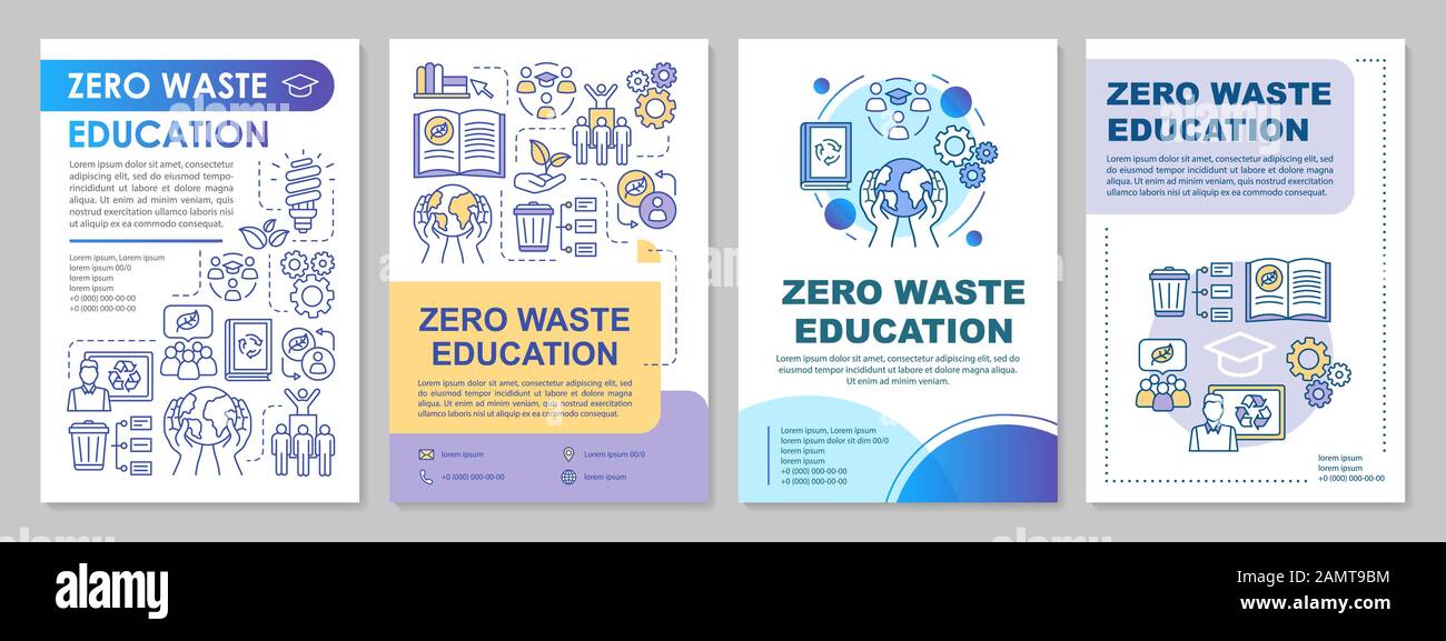 Zero waste education brochure template layout. Ecological school flyer, booklet, leaflet print design with linear illustrations. Vector page layouts f Stock Vector