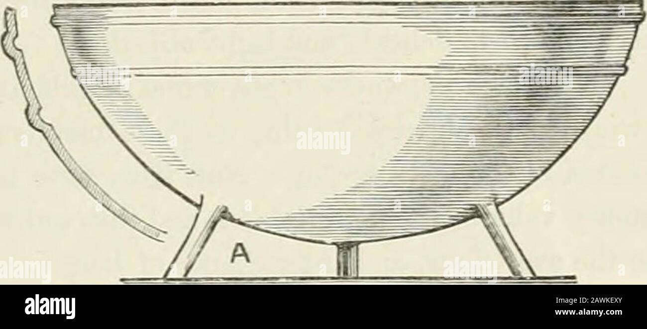 Principles of decorative design . Fig. 145. * Fig. 143 represents a decanter made for the Prince of Wales by Messrs. Pellatt and Co., whichis in good taste. Pig. lil is a goblet from Austria; it was shown in the International Exhibitionof Paris in 1S67. SILVERSMITHS WORK. 135. Fig. 116. limited. The Romans were in the habit of forming glass which was opaque, dark,and of many colours. Fig. H3 is an illustration of this kind of glass, the iiatternbeing formed by portions of various coloured glass being imbedded in the substanceof the vessel. In another chapter I shall have a few remarks to make Stock Photo