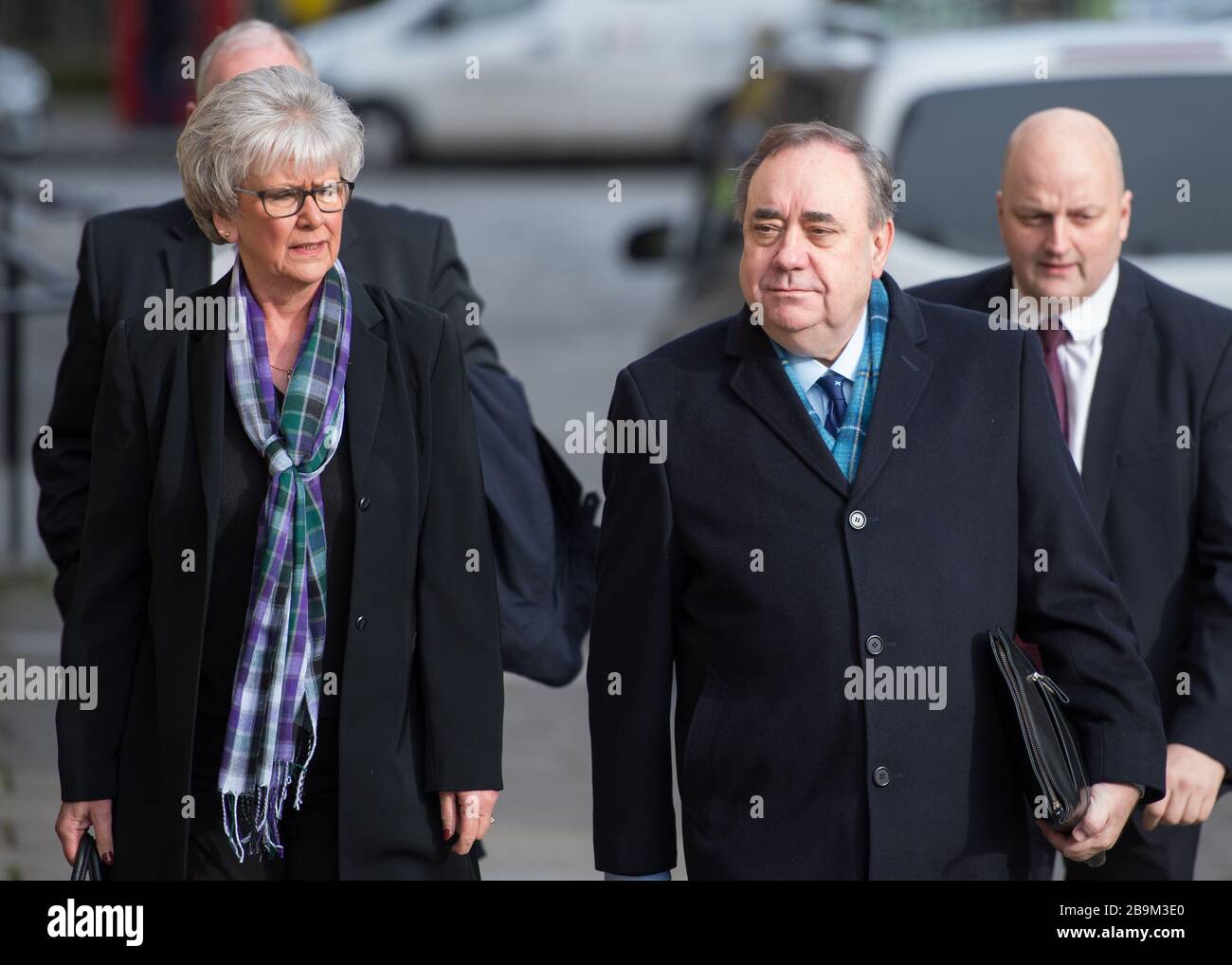 Edinburgh, UK. 23 March 2020.   Pictured: Alex Salmond - Former First Minister of Scotland and Former Leader of the Scottish National Party (SNP).   Alex Salmond is seen arriving at the High Court on day eleven of his trial, where the Jury are expected to return a verdict later today. Stock Photo