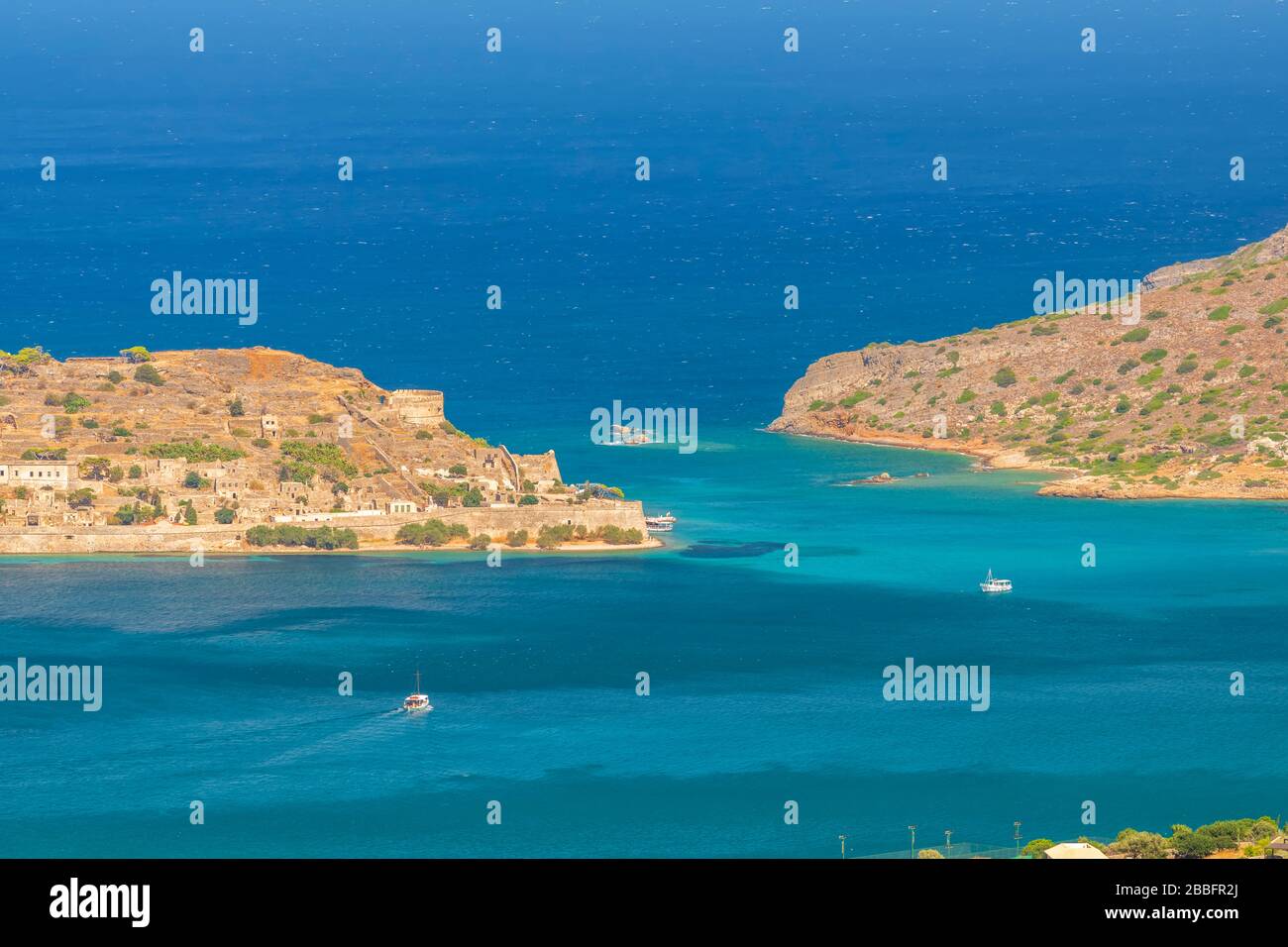 Aerial view of Spinalonga Island, Crete, Greece Stock Photo