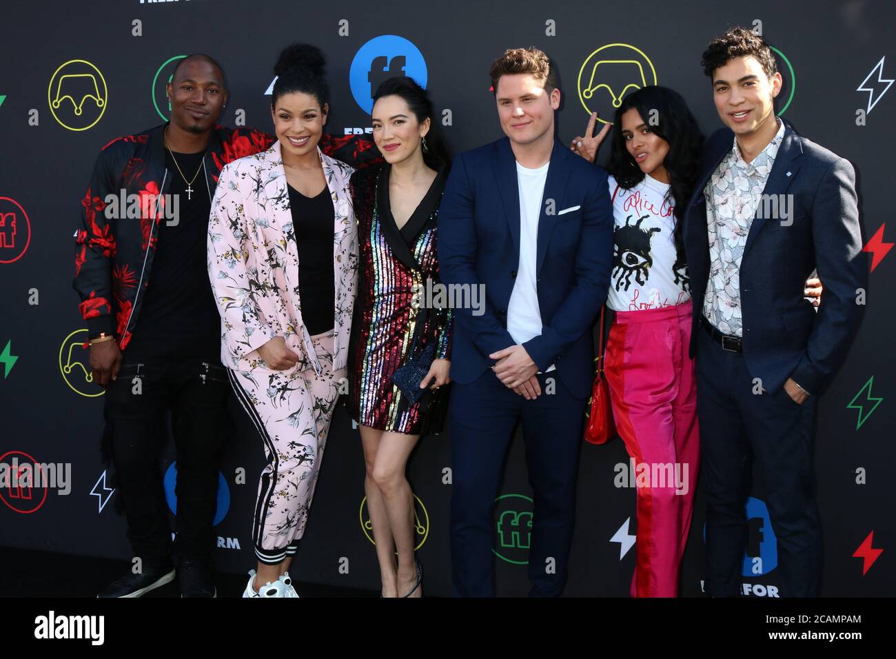 LOS ANGELES - MAR 27:  Kris Lofton, Jordin Sparks, Jessika Van, Matt Shively, Gigi Zumbado, Davi Santos at the 2nd Annual Freeform Summit at the Goya Studios on March 27, 2019 in Los Angeles, CA Stock Photo