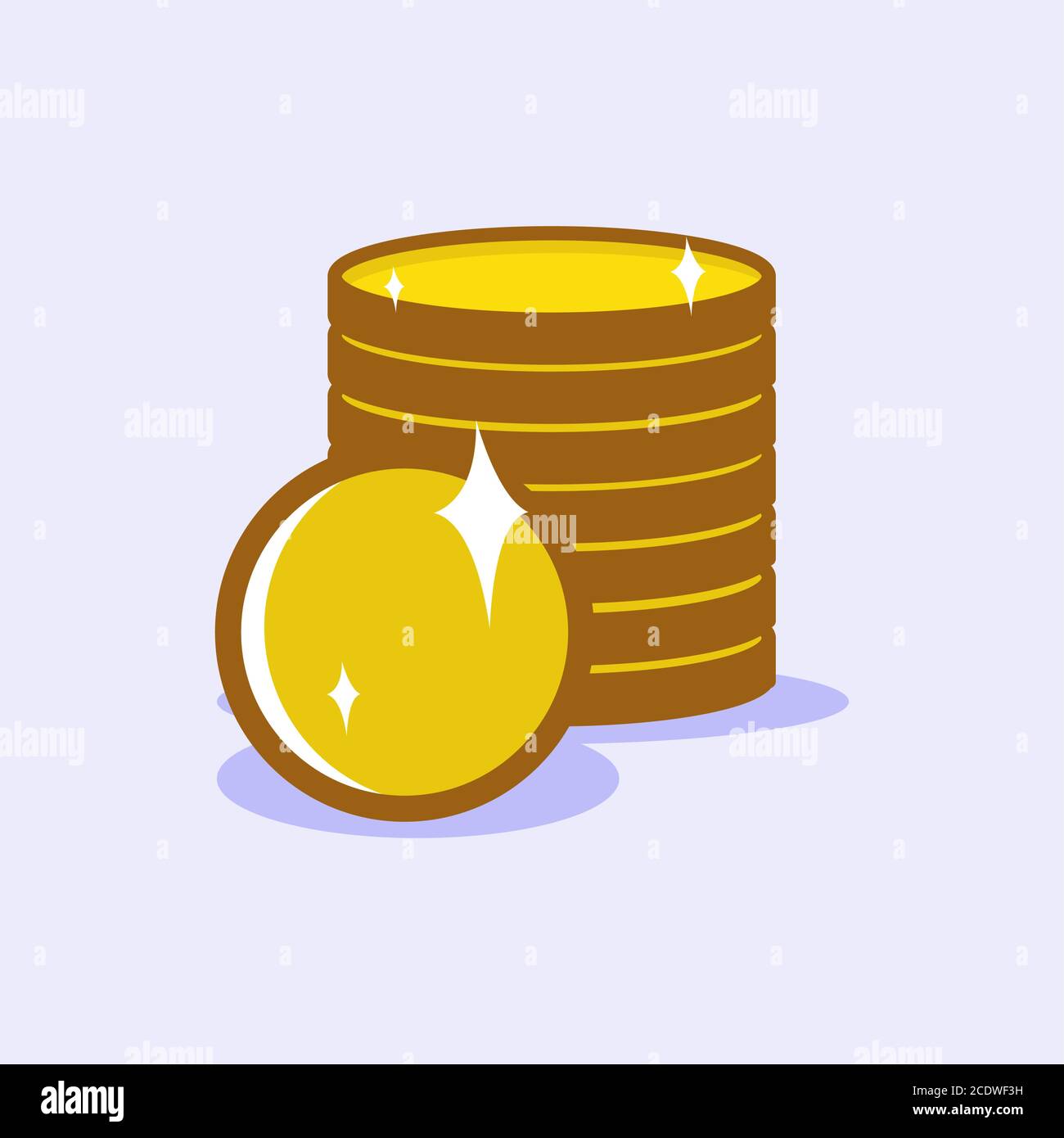 Simple vector illustration of a pile of coins. Shiny and glowing. Small ...