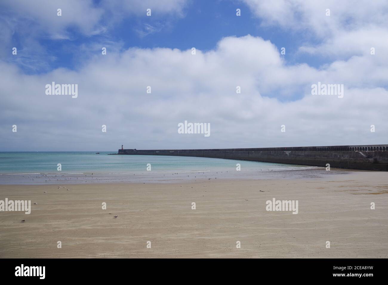 Newhaven West Beach and Harbour Arm - East Sussex, England Stock Photo