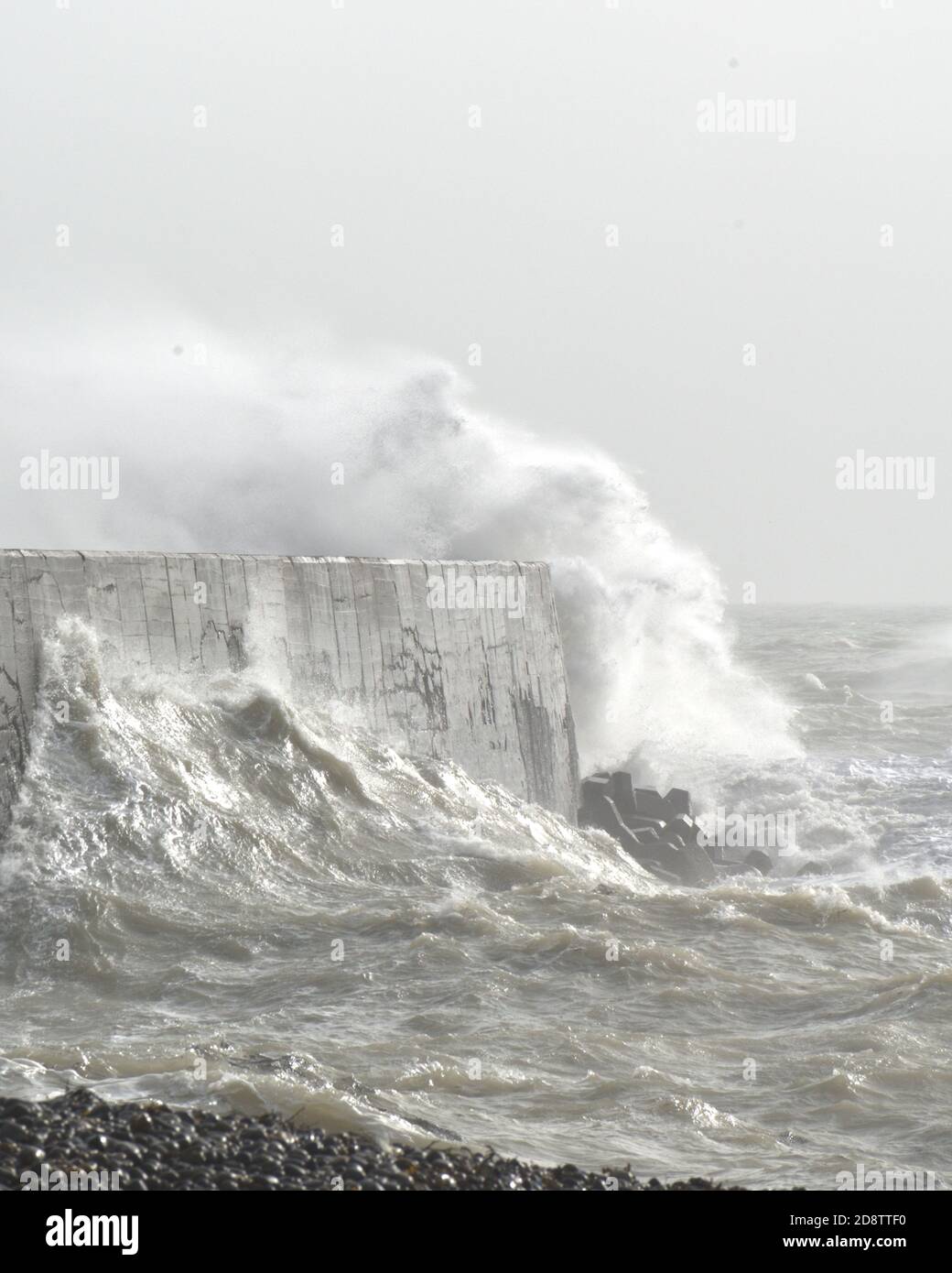 Newhaven Harbour Wall UK 31st Oct 2020 Stock Photo