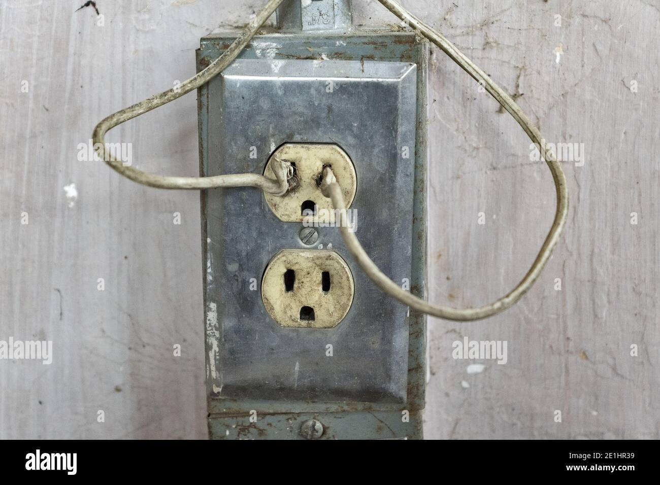 Danger by misusing socket / danger from negligent use of electricity (Guatemala, Central America) Stock Photo