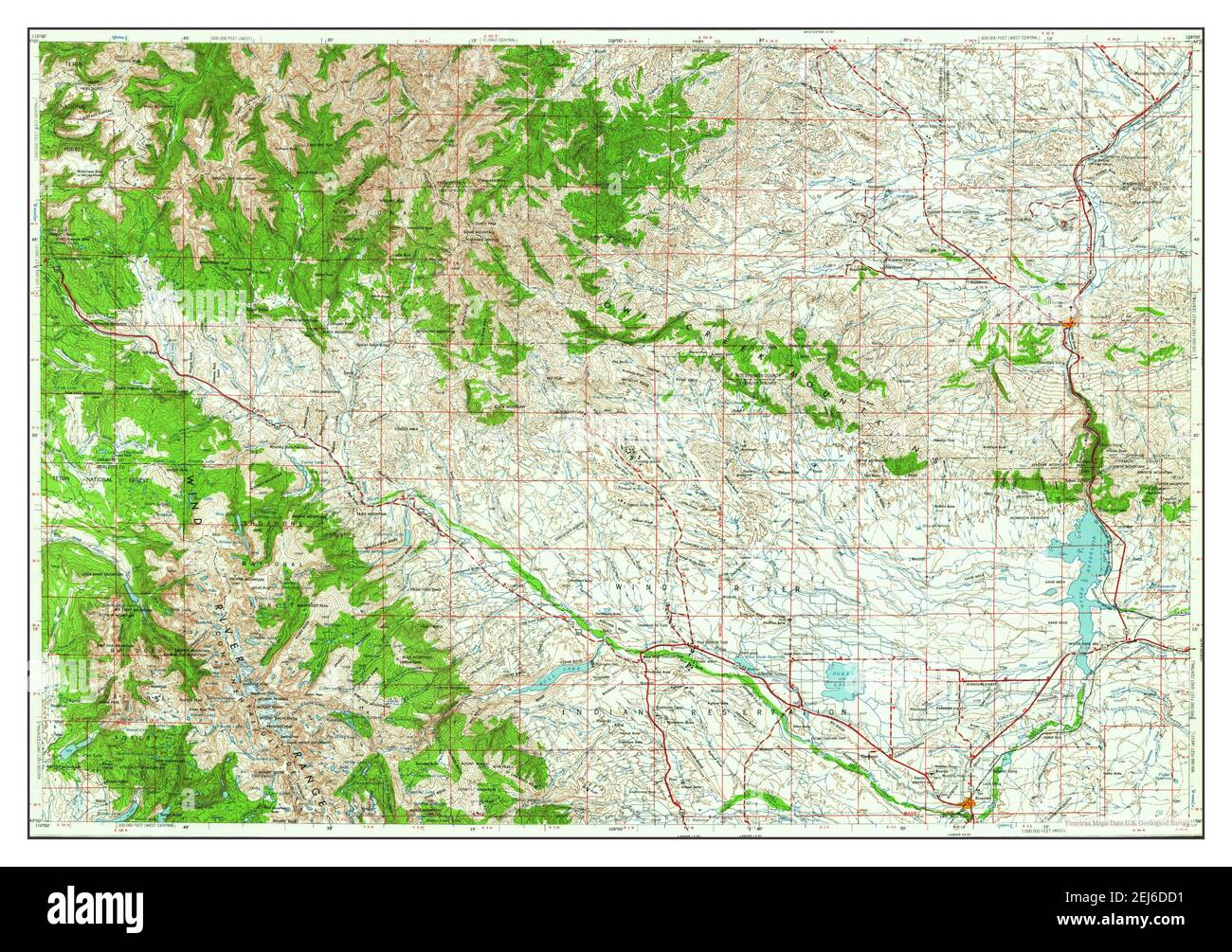 Thermopolis, Wyoming, map 1958, 1:250000, United States of America by Timeless Maps, data U.S. Geological Survey Stock Photo