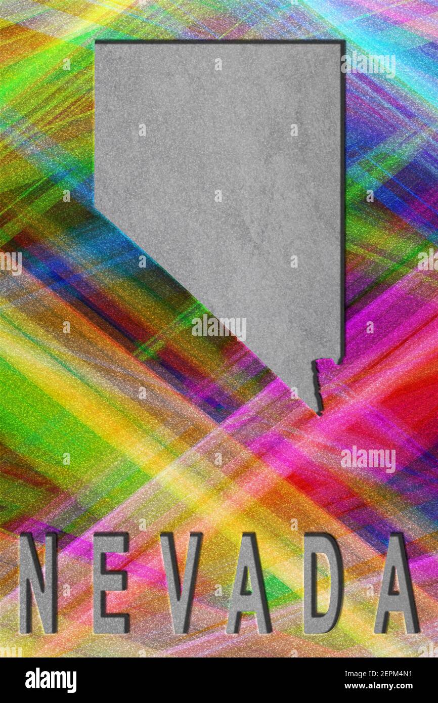 Map of Nevada, colorful background, copy space Stock Photo