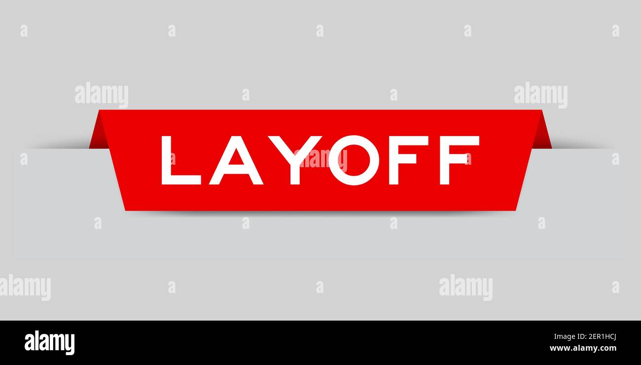 Red color inserted label with word layoff on gray background Stock Vector