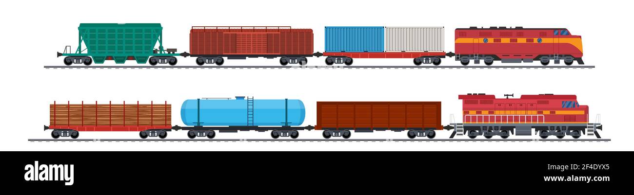 Train freight wagons, Stock Vector