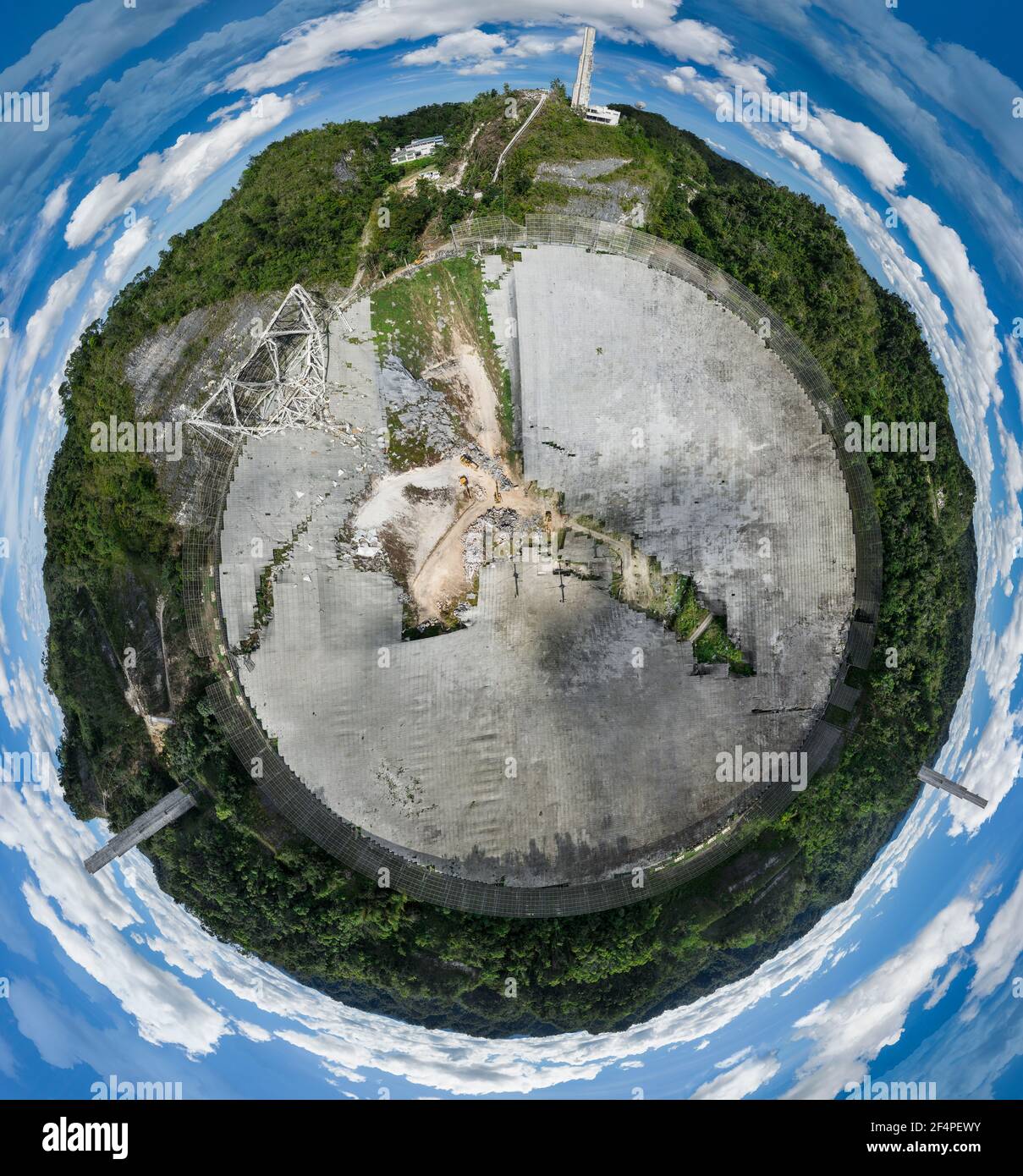 Aerial Images Over Recently Collapsed Aracibo Observatory Stock Photo