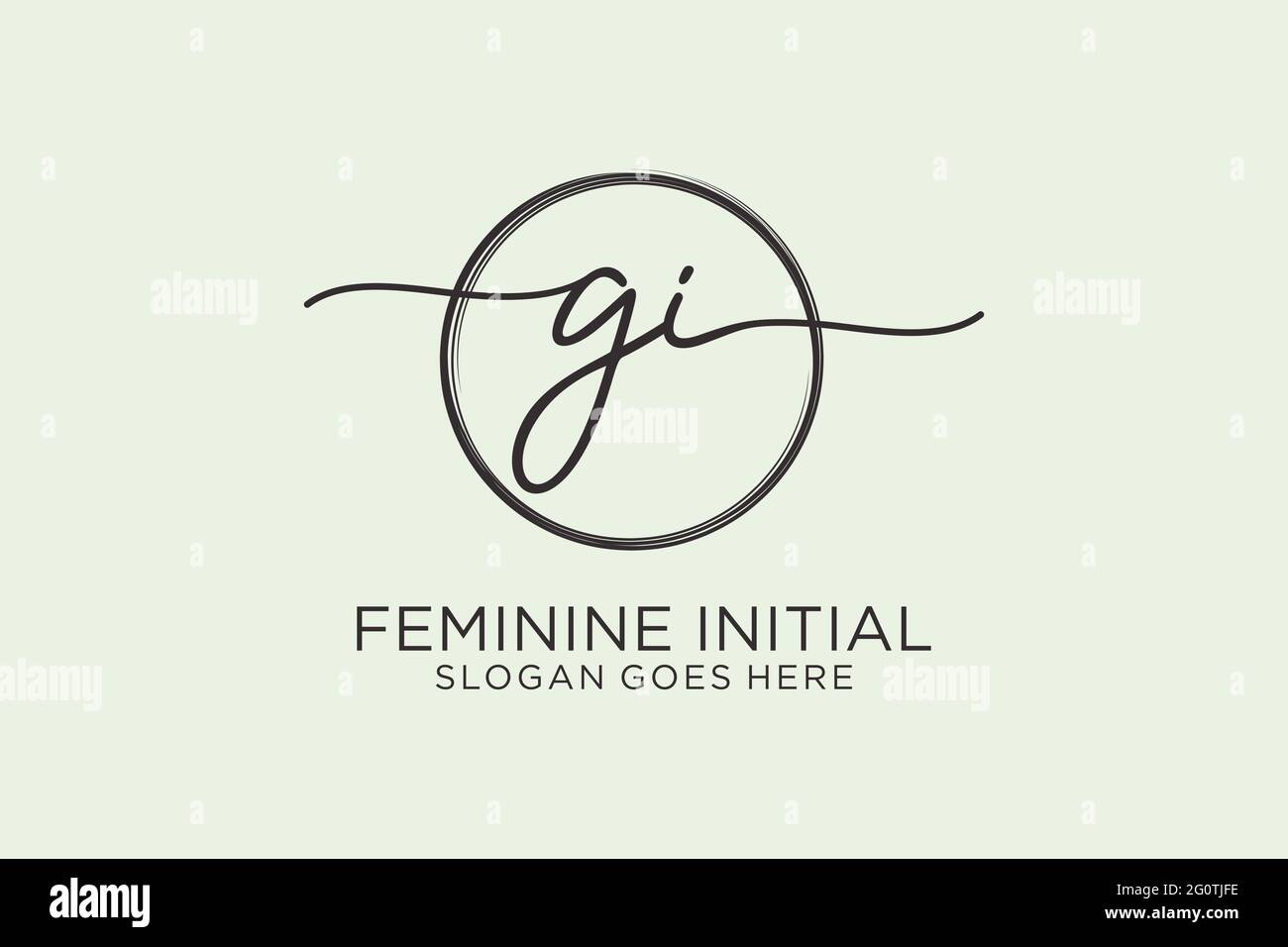 GI handwriting logo with circle template vector logo of initial signature, wedding, fashion, floral and botanical with creative template. Stock Vector