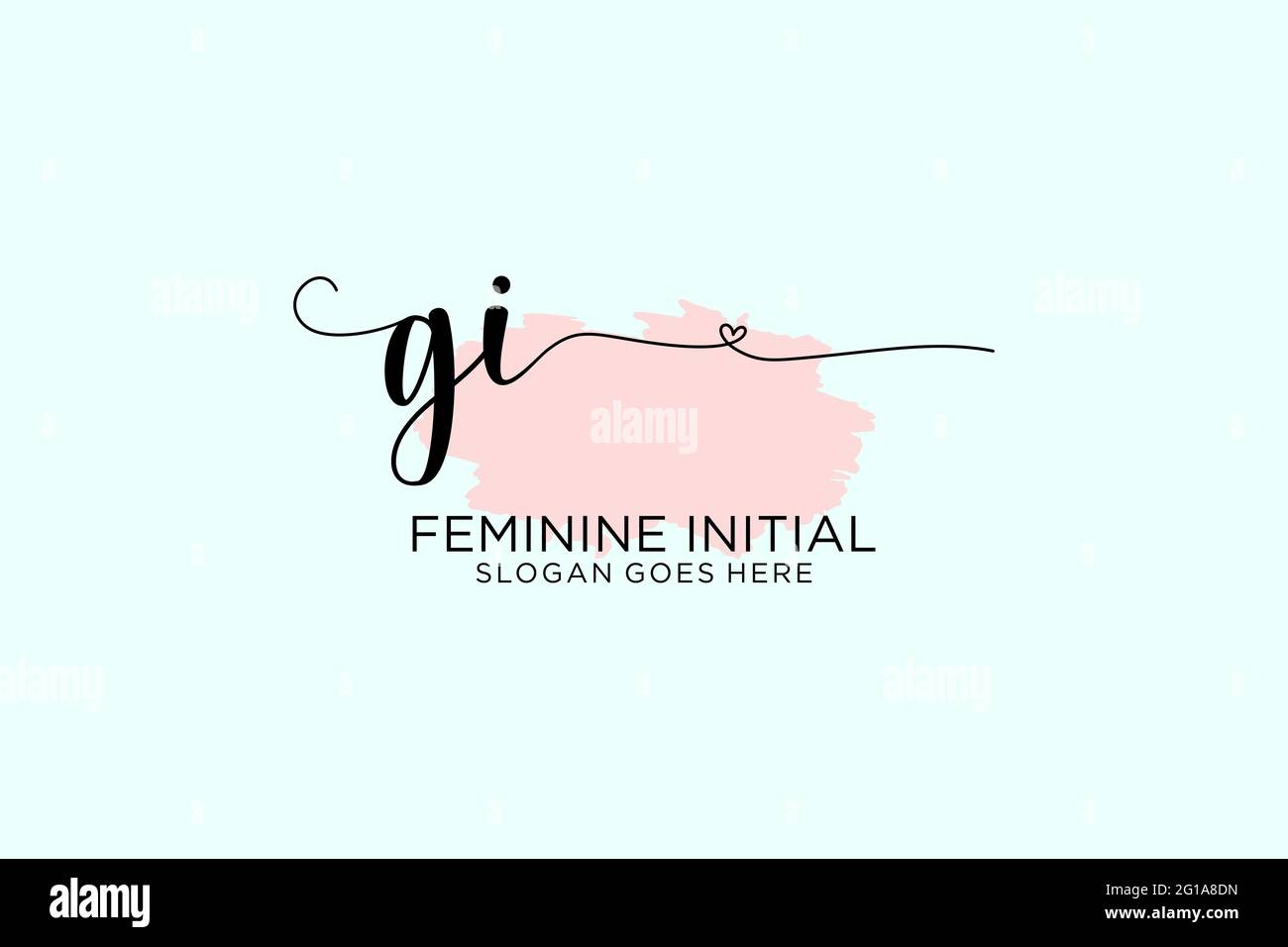 GI beauty monogram and elegant logo design handwriting logo of initial signature, wedding, fashion, floral and botanical with creative template. Stock Vector