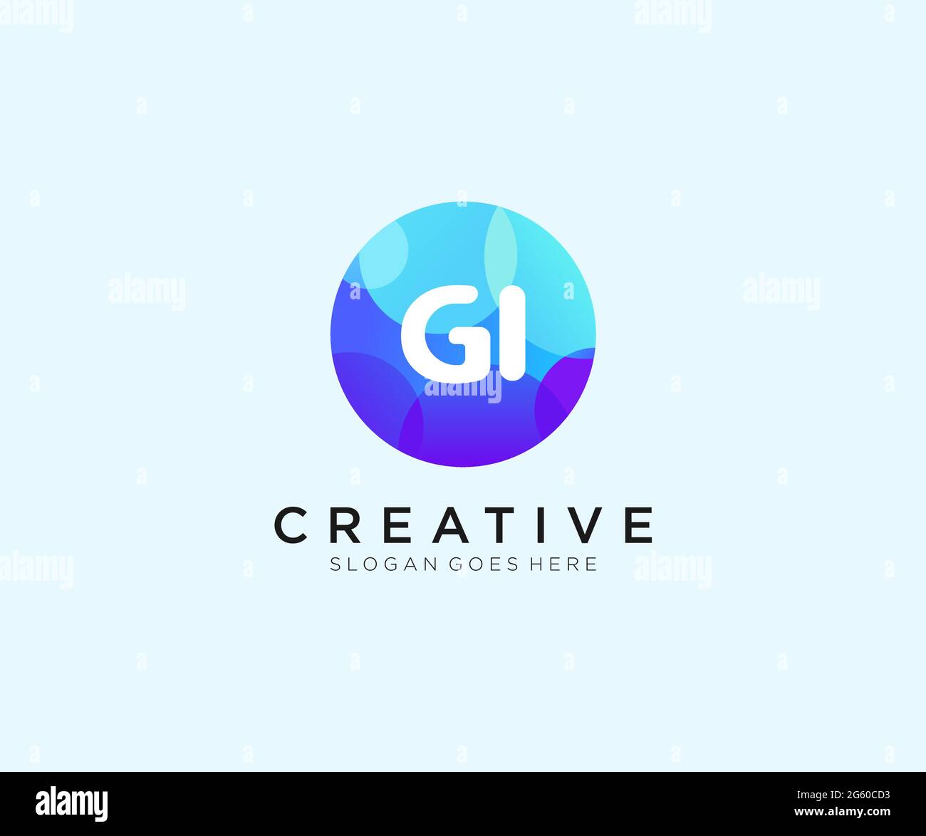 GI initial logo With Colorful Circle template Stock Vector